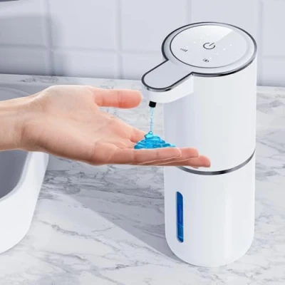 Bild av automatisk tvåldispenser, 380 ml, elektrisk väggmontering, kontaktlös USB uppladdningsbar med infraröd rörelsesensor för badrum, kök, kontor