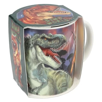 Bild av Depesche 12119 Dino World Magic kopp i vitt med temperatureffekt och dinosauriemotiv, dryckesmugg handtag av porslin, kapacitet: ca 320 ml, flerfärgad, 14,7 x 10 cm