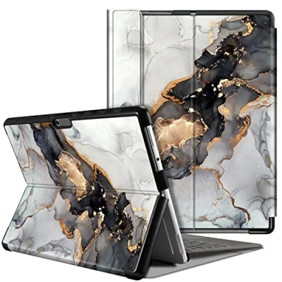 Bild av Fintie Skyddsfodral för Microsoft Surface Pro 8 13 tum (2021 version), hårt och tunt fodral med tangentbord, molnig marmor