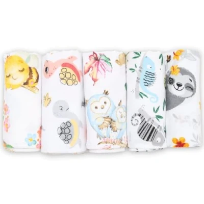 Bild av FENSILO Moltondukar, 5 pack flanellblöjor av 100 % bomull 80 x cm, baby spotttrasa, flanell moltonduk, dregellappar för pojkar eller flickor