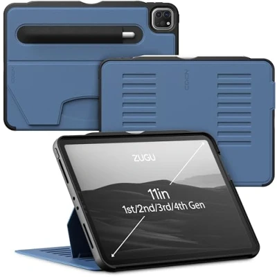 Bild av ZUGU iPad Pro 11 Case 2022/2021/2020/2018 4/3/2/1 Generation fodral Ultra slimmat skyddshölje trådlös Apple Pencil Laddning Bekväm 8 vinkels Magnetic Stativ Skal automatisk vila/väckning [ Blå ]