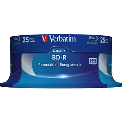 Bild av Verbatim BD R SL Blu Ray ämnen, Datalife Disc med 25 GB datalagring, kompatibel spelare och brännare från alla tillverkare, pack spindle