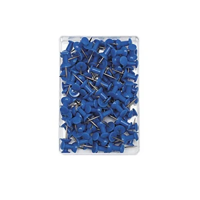 Bild av Wedo 54203 nålar Diabolo form, längd 2,3 cm, huvuddiameter 9 mm, nålllängd 1,1 100 stycken i klar låda, blå