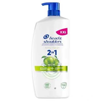 Bild av Head &amp; Shoulders Apple Fresh 2 i 1 anti mjäll schampo, 800 ml pumpdispenser. Upp till 100% mjällskydd, kliniskt testad. Alla hår och hårbottentyper. Daglig användning. Fräsch känsla med äppeldoft
