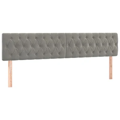 Bild av vidaXL sänggavel LED ljusgrå 200x7x78/88 cm sammet, huvudgavel, gavel, massiv huvudgavlar, gavlar, massiva i sammet