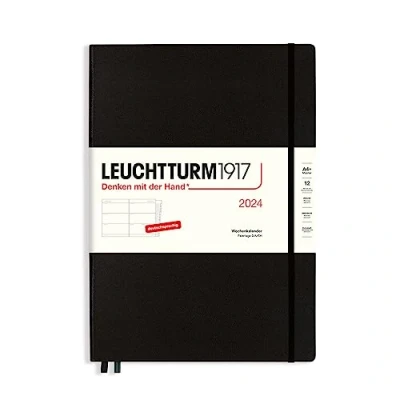 Bild av LEUCHTTURM1917 367605 veckokalender Master (A4+) 2024, med extra häfte för adresser och årsdagar årsdagar, svart, tyska, 12 månader