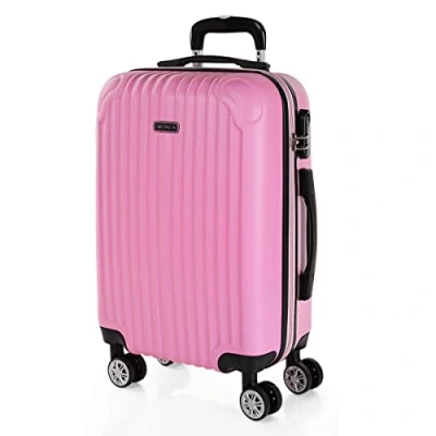 Bild av ITACA Vagn resväska, 50 cm, hytt, ABS. Handbagage. Stel och lätt. Teleskophandtag, 2 handtag 4 hjul. Lågprisflyg Ryanair Vueling, Rosa