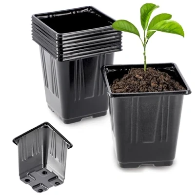 Bild av KADAX Blomkruka för plantor, odlingskrukor av plast, odlingskruka, frökrukor fröplantor, plastkruka (9,1 cm, 9 stycken, svart)