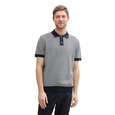 Bild av TOM Tailor Piké, Storlek: Medium, Navy white fancy stripe
