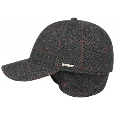 Bild av Stetson Kinty Wool Keps med Öronklaffar Herrar base vinterkeps herrkeps Sluten på baksidan, skärm, öronklaffar, foder vinter höst M (56 57 cm) grå
