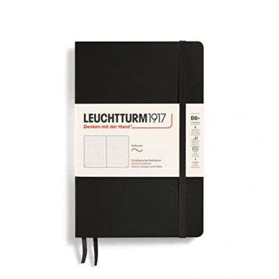 Bild av LEUCHTTURM1917 358291 anteckningsbok pocketbok (B6+), mjukt omslag, 123 numrerade sidor, prickad, svart