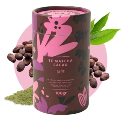 Bild av Premium Matcha Te med Kakao (100 gram) Matchaflix i Pulverform Pulver Kakaopulver Instant Hälsosam Te+Matcha Grön Dryck Grönt