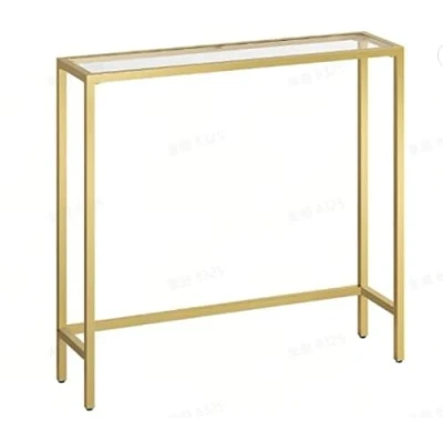Bild av VASAGLE Konsolbord, Sidobord, Härdat glasyta, Modernt soffbord, Enkel montering, Justerbara fötter, Vardagsrum, Hall, Ljusguld Transparent LGT132A01