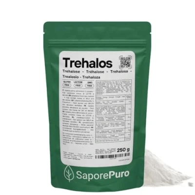 Bild av SaporePuro Trehalos Pulver 250 gr socker med lågt glykemiskt index mindre sött än
