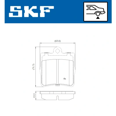 Bild av SKF VKBP 90434 Jeu de plaquettes frein non préparé pour indicateur d&#039;usure MERCEDES BENZ: Classe C Berline, E Break
