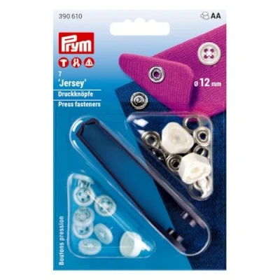 Bild av Prym Jersey Vit (12mm) Sy På Se Ej Tryck Fästelement 7 Bitar