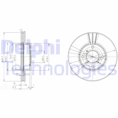 Bild av DELPHI BG3341 Disque de frein 246 20 4 ventilé huilé non traité sans roulement roue, bague ABS SUZUKI: Liana 3/5 portes, Baleno I portes