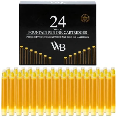 Bild av Wordsworth &amp; Black Förpackning med 24 bläckpåfyllningar för styluspenna, set guldbläckpatroner internationell standardstorlek längd apr 3,5 cm basdiameter 0,6