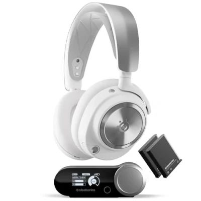 Bild av SteelSeries Arctis Nova Pro Wireless Gamingheadset för flera System Magnetiska drivenheter i neodym Aktiv brusreducering Infinity Power ClearCast Gen 2 mick PC, PS5, Switch, mobil Vit