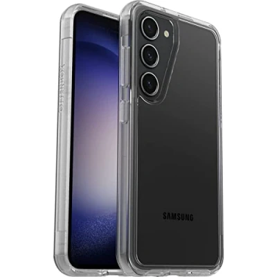Bild av OtterBox Symmetry Clear skal för Samsung Galaxy S23, stöttåligt, fallsäkert, skyddande tunt skal, testad till militärstandard x3, antimikrobiellt skydd, Klar