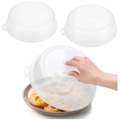 Bild av COM FOUR® 3x mikrovågsskydd av plast transparent Ø 26,5 cm (03 stycken genomskinlig)