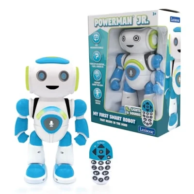 Bild av Lexibook ROB20EN Powerman Jr. Intelligent interaktiv läsning i spökleksak för barn dans musik djur frågesport STEM programmerbar fjärrkontroll pojke robot grön/blå