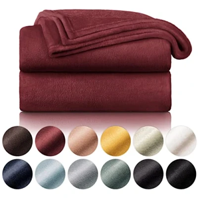 Bild av Blumtal Fleecefilt 150 x 200 Mörkröd pläd OEKO TEX® certifierad, Sofffilt, Cocooningfilt Tjock, mjuk och varm Hög kvalitet