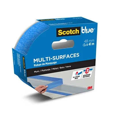 Bild av ScotchBlue Multi Surface Paint Maskeringstejp, 48 mm x 41 m Scotch mångsidig tejp för målning och dekoration, inomhus utomhus, UV beständig, 70% PEFC