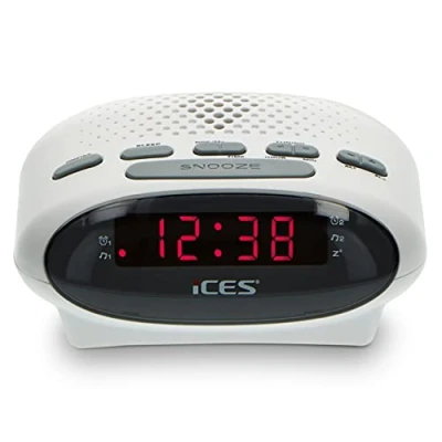 Bild av iCES ICR 210 Klockradio (2 Väckartider, Vilofunktion, Sömntimer) Vit
