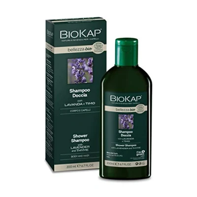 Bild av BIOKAP BIO BELLEZZA 2 i 1 schampo &amp; duschgel 200 ml med timjan lavendel risproteiner veteproteiner organiskt blåklint vatten vegan utan silikoner parabener