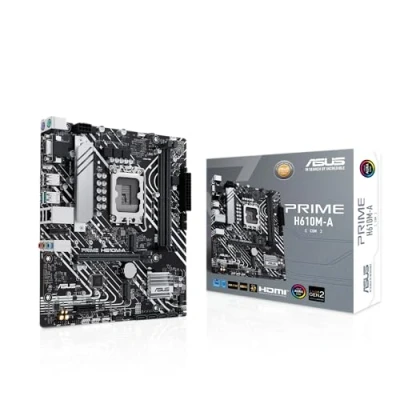 Bild av ASUS PRIME H610M A CSM Intel H610 (LGA 1700) mATX DDR5, Dual Slot M.2, 1 Gb Ethernet, DisplayPort, HDMI, VGA, USB 3.2 Gen 2, Adresserbar rubrik Aura Sync