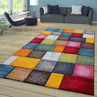 Bild av Matta Med Kort Stapel För Vardagsrum Sovrum Hall Melerade 3D Geometrisk Modernt Färgrik, Färg:Flerfärgad, Storlek:200x290 cm