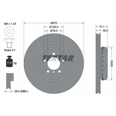 Bild av TEXTAR 92265325 Disque de frein BMW: 3 Berline, Touring, 4 Gran Coupe