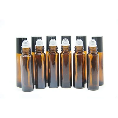 Bild av Yizhao Brun 10ml Rulla På Flaskor för Eterisk Olja, Tomma Roll On Glass Bottle med Rostfria Rullkulor Aromaterapiblandningar, Doft, Parfym, Massage 24 st