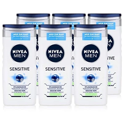 Bild av NIVE MEN duschgel i 6 pack (6 x 250 ml), lugnande vårdande dusch med bambuextrakt, fuktgivande för känslig hud