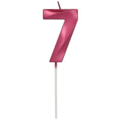Bild av Folat 24247 tårta ljus glamour nummer/nummer 7 rosa metalliska födelsedagsljus för födelsedag, födelsedagsdekoration, barnfester, bröllop, företagsfester, årsdagar, cm