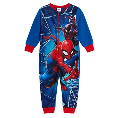Bild av Marvel Spiderman Ultimate Barn Pojkar Fleece Allt i ett pyjamas Avengers Sovdräkt Onezee, BLÅ, 4 5 År