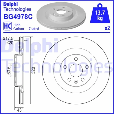Bild av Bromsskiva DELPHI BG4978C