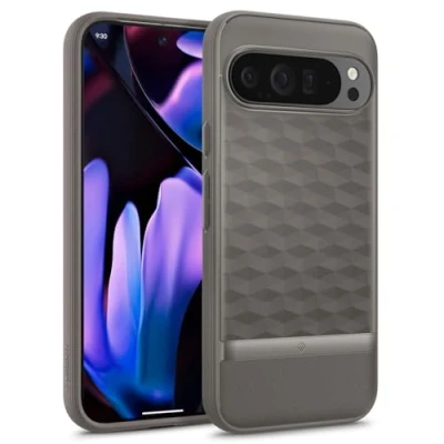 Bild av Caseology Parallax för Google Pixel 9 Pro XL fodral, [fallskydd av militärklass] Ergonomiskt 3D Hexa Cube fodral Ash Gray