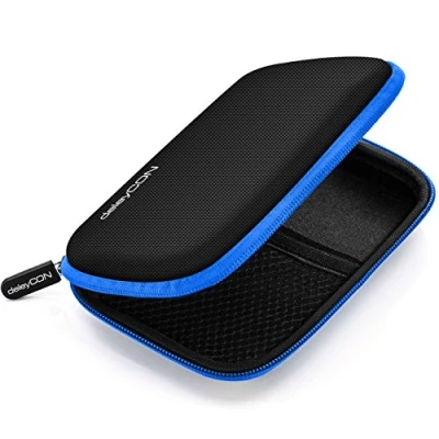 Bild av deleyCON Hårddiskfodral Hårddiskar Fodral HDD För 2,5 Tums och SSD Robust &amp; Stötsäker 2 Innerfack av Nät Svart/Blå