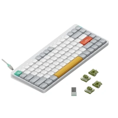Bild av nuphy Air75 v2 mekaniskt tangentbord QMK/VIA, 75 % låg profil trådlöst tangentbord, Bluetooth 5.1, 2,4 GHz och kabelanslutning, kompatibel med Windows Mac OS system Ionic White Switch Moss