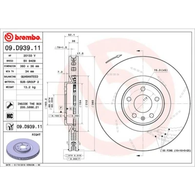 Bild av Bromsskiva BREMBO 09.D939.11