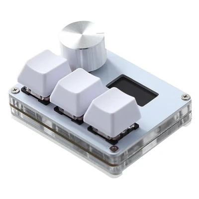 Bild av DucKey Minimekaniskt Tangentbord, 3 Tangenters Snabbutlösare RGB Anpassad USB C Tangentbord Med Ratt/Skärm/Magnetomkopplare (Color : White, Size Magnetic Red Switch)