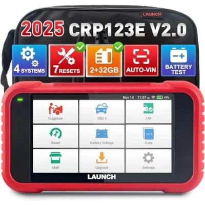 Bild av LAUNCH CRP123E V2.0 OBD2 Multibrand Bildiagnostik med 4 system och 7 Reset Services, Motorsystem ABS kodläsare SRS Transmission, Oljeåtervinning ETS SAS, WiFi Gratis Uppgradering
