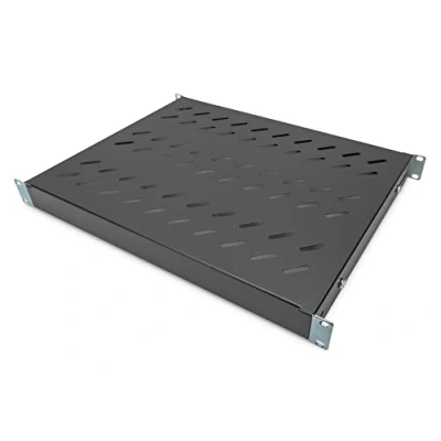 Bild av DIGITUS Hylla Variabelt djup För fast installation 19 tum 1U Lastkapacitet 50 kg nätverksskåp &amp; serverskåp Från 600 mm skåpdjup Svart