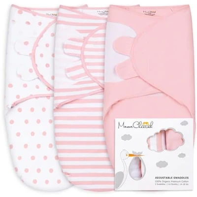 Bild av Babyswaddle filt, lätt lindning för nyfödda, ekologisk bomullsswaddleväska, lindningsset baby, pojke och bebis, liten (03 månader)