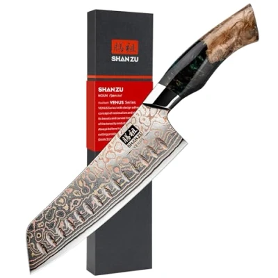 Bild av SHAN ZU Damaskus kniv Santoku Kockkniv Handsmidd japansk kniv, 33 lager stål &amp; koppar Professionella vassa köksknivar 18CM VENUS Series