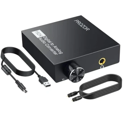 Bild av PROZOR optisk till 3,5 mm omvandlare 192 kHz DAC SPDIF Toslink med volymjustering digital analog ljudomvandlare för HDTV set Top Box DVD spelkonsoler