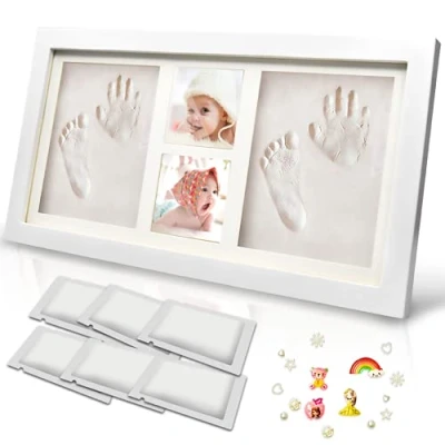 Bild av TENQUAN baby fotavtryck kit handavtryck kaly fotoram minnessak med 6 paket lera bildram minnesvärd duschgåva för nyfödd spädbarn flicka pojke