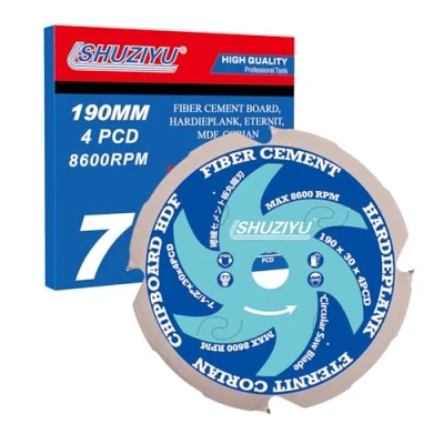 Bild av LSHUZIYU 190 mm 4 PCD, arbor 30 mm, polykristall stalline Diamond Tipped Hardie Blade, Fiber Cement Circular Saw Blade